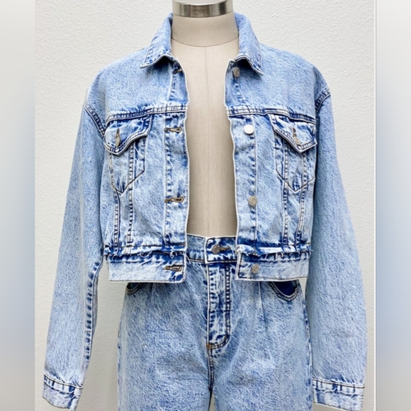 Dolls Kill Jackets & Blazers - Doll Kills Daze Cropped Pleated Denim Jacket